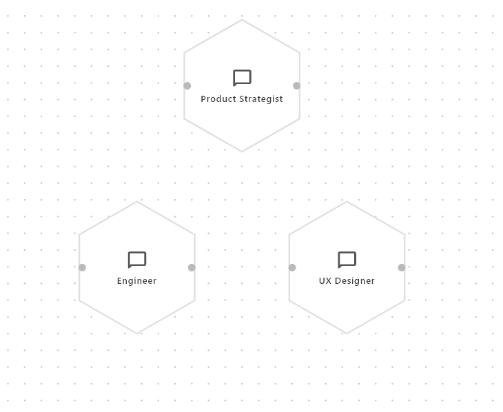 Team Studio Agentivity — agents Product Strategist, Engineer et UX Designer comme hexagones connectés